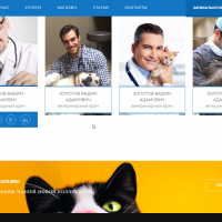 Корпоративный сайт ветеринарного центра. Товары для животных, ветеринарные услуги