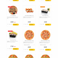 Доставка еды:суши,пицца и др. с корзиной и оплатой