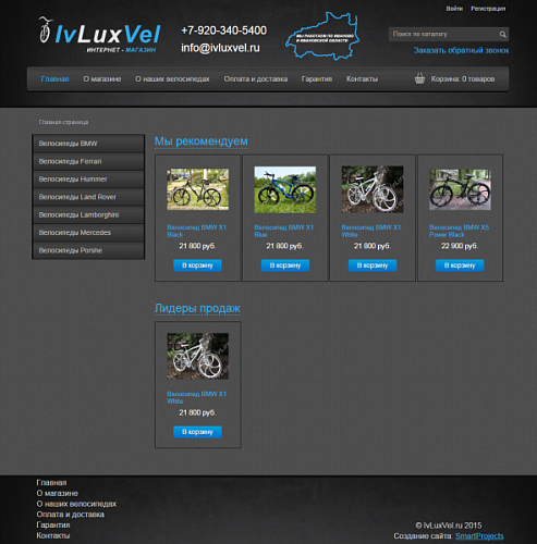 Интернет-магазин велосипедов и спорт товаров. Композитный