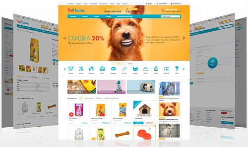 PetHouse: товары для животных, зоомагазин. Шаблон на Битрикс (рус. + англ.)