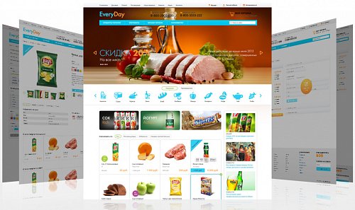 EveryDay: продукты питания, бытовая химия, товары на каждый день. Готовый шаблон (рус + англ)